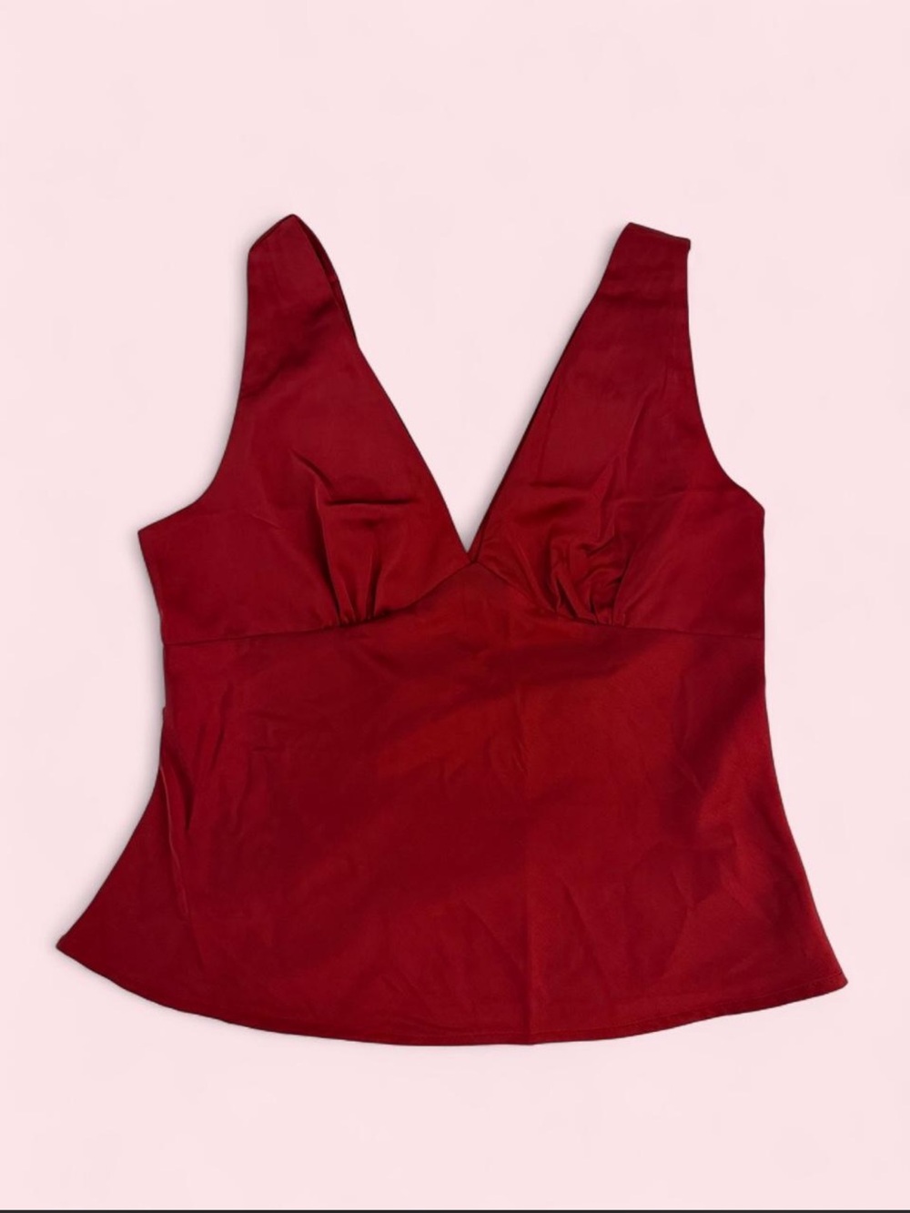 Satin V-neck Tie Back Blouse